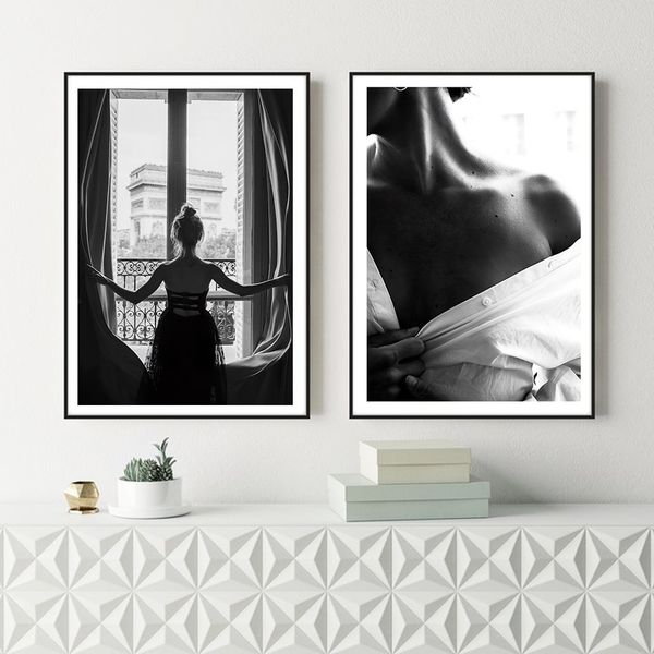 

black & white pgraphy wall art canvas painting fashion nude woman posters and prints wall pictures for living room decor