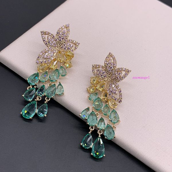

small fresh pink flower green earrings color petal earrings female, Silver