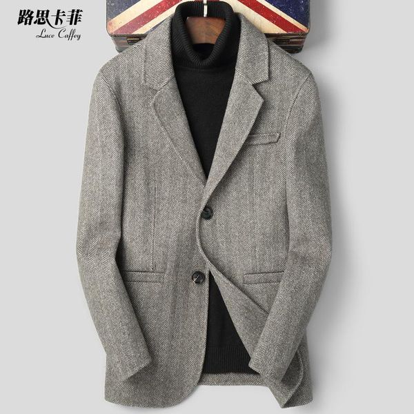 

2020 men double-sided cloth coat wool suit han edition brief paragraph woolen cloth without autumn cashmere coat, Black