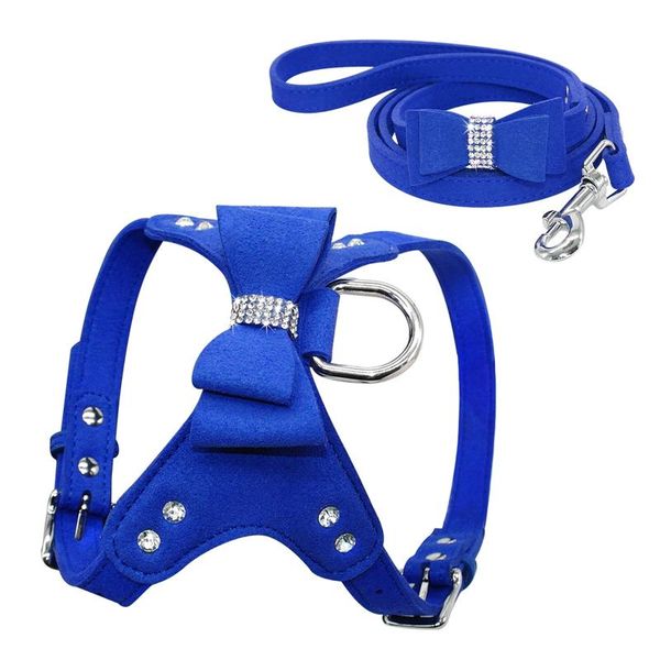 

soft suede leather puppy dog harness lead leash set cute pet harness vest walking leashes rope pink for small med sqcrph