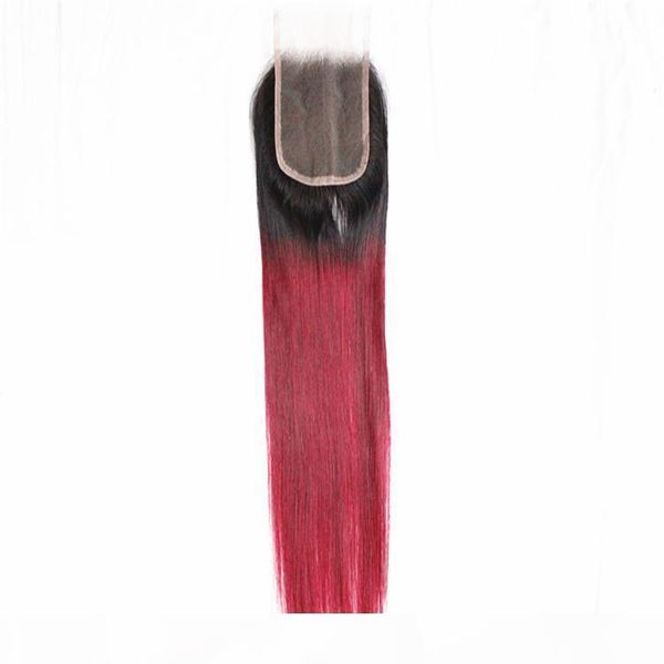 

dilys straight two tone ombre 4x4 hair closure unprocessed human hair closure brazilian indian malaysian hair 8-20inch, Black;brown