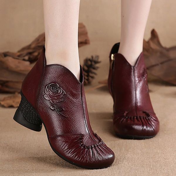 

boots gktinoo autumn winter woman genuine leather ankle female casual shoes women waterproof warm snow ladies, Black