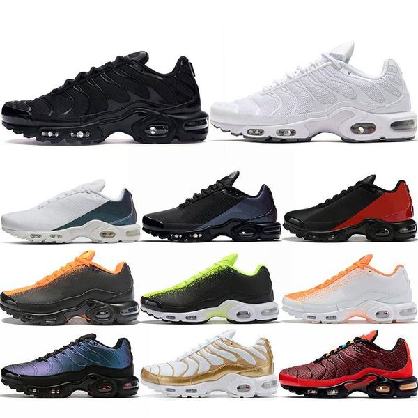 

2020 mike tn plus ultra se mercurial men running shoes chaussures triple black volt hyper blue mens trainers sneakers athletic sports shoes