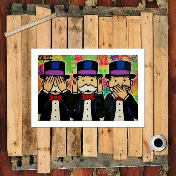 

alec monopoly "see no evil. hear no evil. speak no evil home decoration oil painting on canvas wall art canvas picture 210204