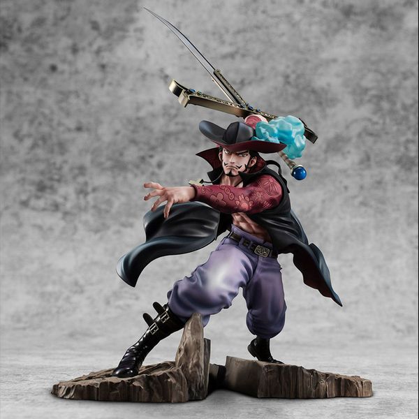 

34cm new anime one piece dracule mihawk figurine combat ver. pvc action figure collection model toys gift for kids q1217