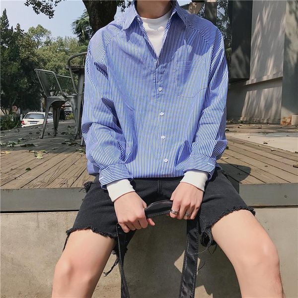 

big loose striped long sleeve blouse korean streetwear harajuku oversized loose women man shirt blusas hip hop punk casual, White;black