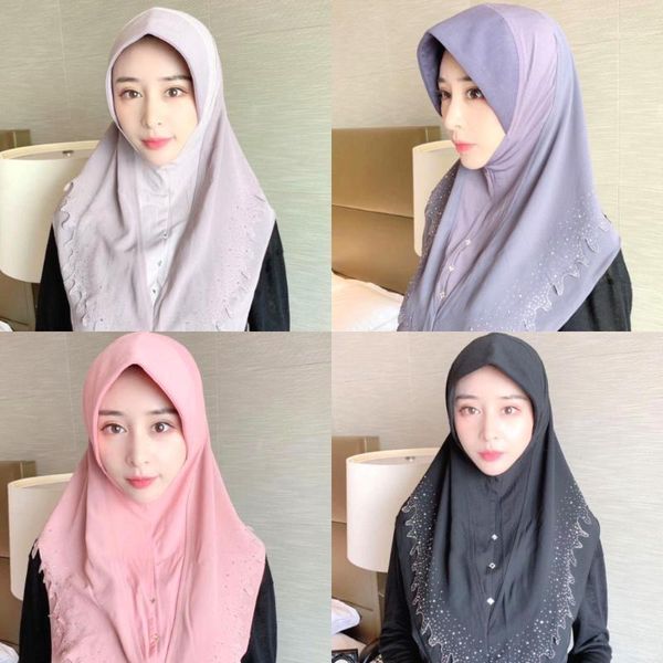 

fashion women musliam arab 14 colors rhinestone hijab turban chemo cap hat1, Red