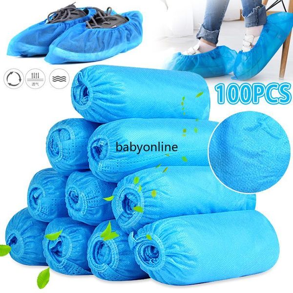 

100 pcs disposable shoe covers indoor cleaning floor non-woven fabric overshoes boot non-slip odor-proof galosh prevent wet shoes covers
