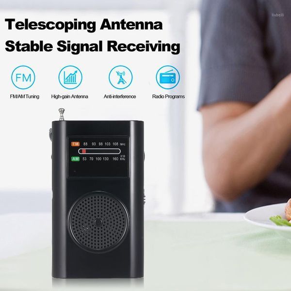 

docooler rd-206 mini am fm radio 2 band radio receiver portable built-in speaker with headphone jack antenna1