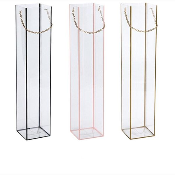 

gift wrap 5pcs transparent pvc portable flower box valentine's day packaging rose wedding girlfriend home storage decoration bag