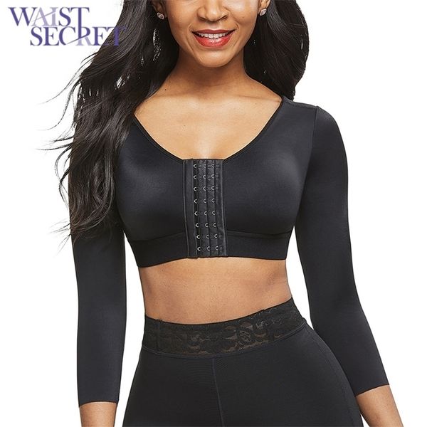 WAIST SECRET Top Shapewear da donna Indossa il tuo reggiseno Manica lunga Slim Crop Top Shaper Body Arm Shape Biancheria intima dimagrante 201222