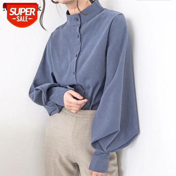 

autumn cotton women shirts blouses lantern long sleeve plus size women blouses casual solid cardigan harajuku shirt blusas 2516 #ba0w, White