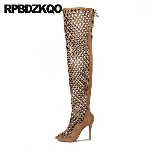 

boots 10 sandals high heel thigh dance stiletto tall cut out peep toe for plus size women big summer shoes 12 44 crotch fetish1, Black