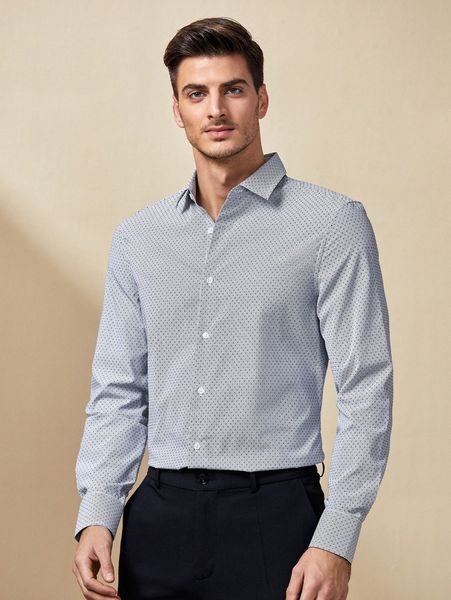 

men allover print button front shirt r2pl#, White;black