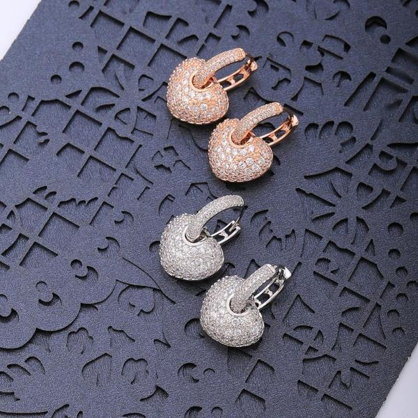 

hoop & huggie luxury cubic zirconia stone heart earrings jewelry charming cute earring for women fashion wedding party gift 2021, Golden;silver