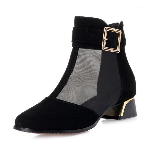 

women's sandals mesh shoes plus size 41 pointed toe fashion female lace roman shoes women short boots1, Black