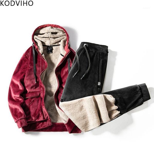 

autumn winter tracksuit men plus size casual 2 piece set hoodies jacket+long pant sportwear solid sweat suits fleece warm sets1, Gray