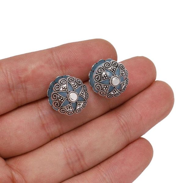 

20pcs lot 14.5 mm 6 petals peach heart flower loose sparer apart end beads caps for diy jewelry making findings earrings h jllbec, Silver