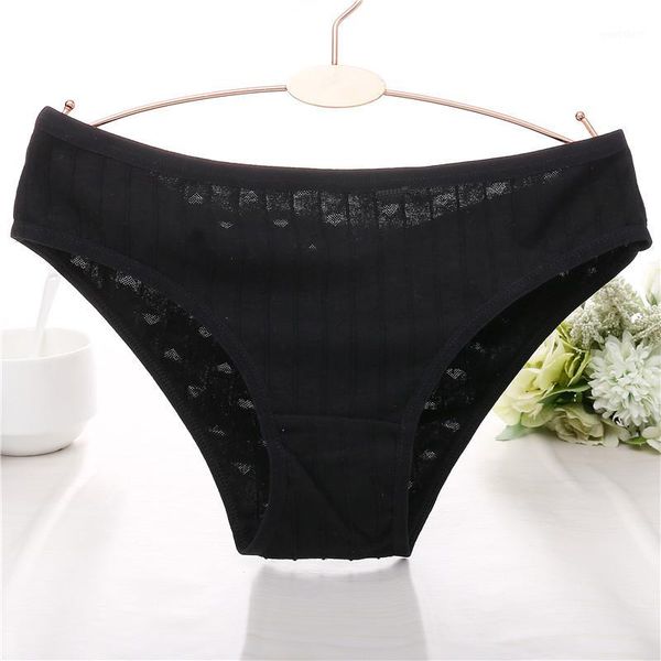 

3d heart striped women panties female underwear cotton briefs solid 8 colors lingerie underpants girls cotton pantys1, Black;pink