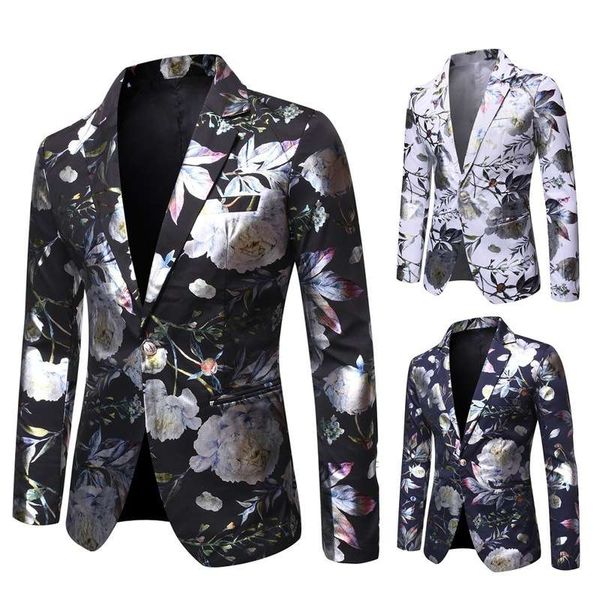 

spring / summer 2020 men's fashion single breasted performance dress printed suit coat men's favorite trendy fashion high-end atmo, White;black