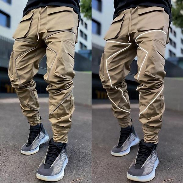 

running pants 2021 sports casual workwear autumn and winter reflective strips to close the foot men's beauty tide, Black;blue