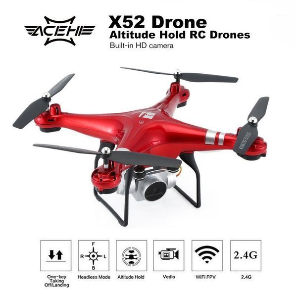 

x52 rc fpv drone with 480p/720p/1080p wifi hd camera altitude hold headless mode rc airplane helicopter real-time transmission1