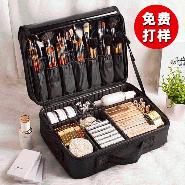 

portable bag, multi-function hand-held makeup case, large double-layer custom embroidered nail kit