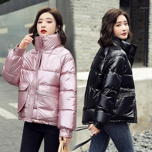 

new winter jacket coats women 2020 short glossy waterproof down cotton parkas female big pocket shiny warm thick parkas outwear1, Black
