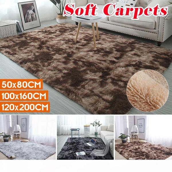 

5 size carpet modern tie dyeing plush soft carpets for living room bedroom anti-slip floor mats water absorption rugs home decor