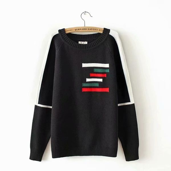 

female more casual autumn long sleeve new winter fashion sweaters big size striped outerwear ke48, White;black