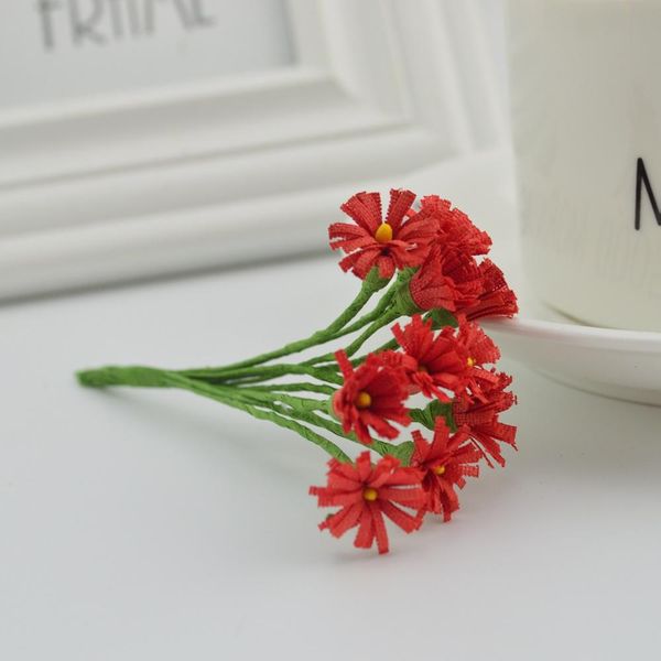 

10шт слайк мини хризантема прекрасный букет фальшивый gerbera diy венок конфеты коробка подарок ручной работы материал искусственных цветов