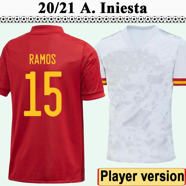

2021 a.iniesta sergio ramos player version mens soccer jerseys isco diego costa home away football shirts asensio pique short sleeve, Black;yellow