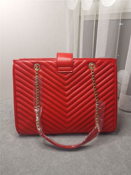 

leather new tide handbag bag pouch luxury women handbag bag real metal 2020 capacity high travel chain totes bvjwu, Red;black
