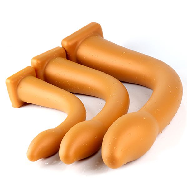 Massaggio Masturbazione femminile Silicone Lungo anale Dildo morbido per le donne Consoladores Anales Pene artificiale maschile Giocattoli del sesso Gode Ventouse