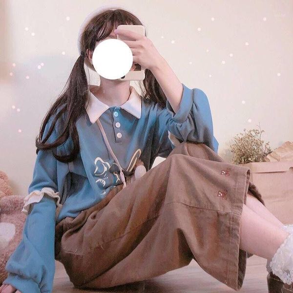 

women's hoodies & sweatshirts soft girls female japanese kawaii graphic vintage women sweatshirt kpop long sleeve ruffle clothes1, Black