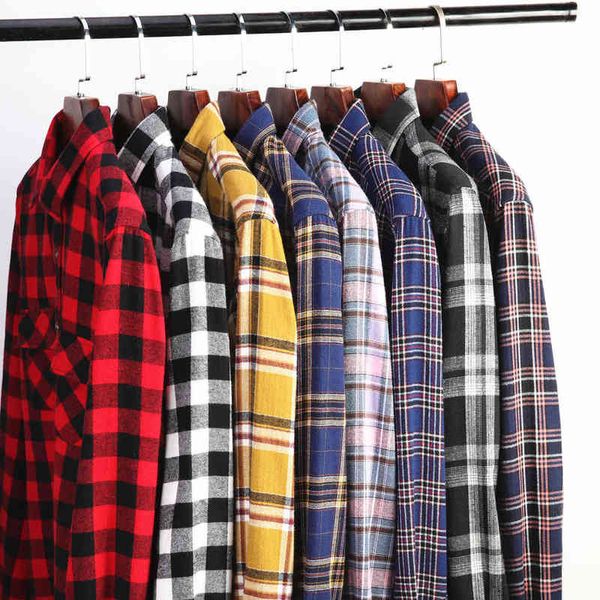 Neues Herren-Flanell-Plaid-Langarm-Freizeithemd, reguläre Passform, USA-Größe, 100 % Baumwolle, hochwertiger dicker Stoff, USA-Größe S bis 2XL G0105