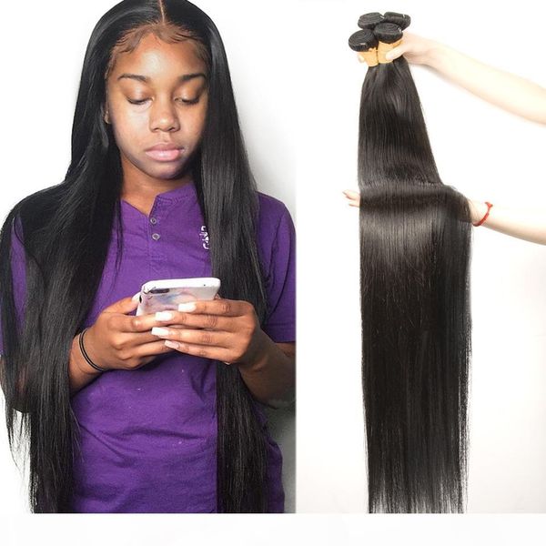 

30 32 34 36 40 inch indian hair straight hair bundles 100% natural human hair 1 3 4 bundles double wefts thick remy, Black