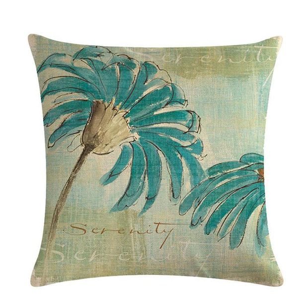 

room digital printing blue carnation living flower series sofa pillowcase linen back cushion cover