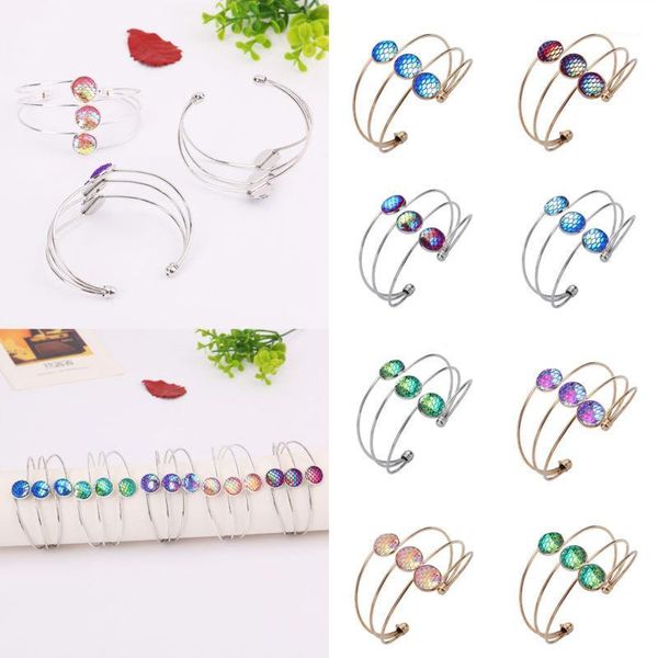 

women colourful shiny bracelet sea mermaid scales charm hand chain bangle charms bracelet jewelly party gift1, Black