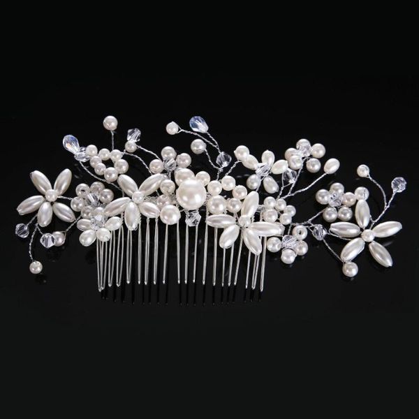 

hair clips & barrettes silver color pearl combs women bridal wedding accessories elegant handmade head decoration ornament, Golden;silver