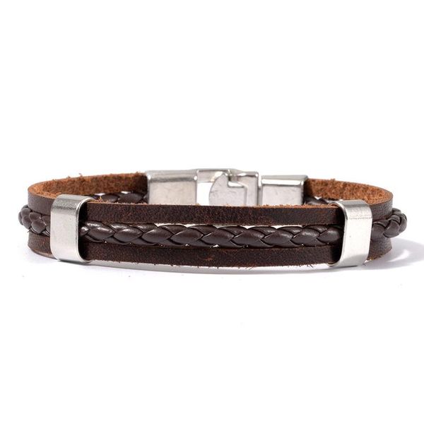 

eif dock new punk braid leather bracelet for men black and stainless steel clasp wristband male jewelry vintage coup qyldhv