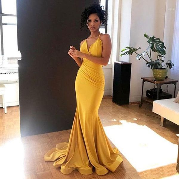 

elegant yellow prom dress v-neck mermaid long evening gown plus size 2019 long prom party dresses vestido fiesta1, White;black