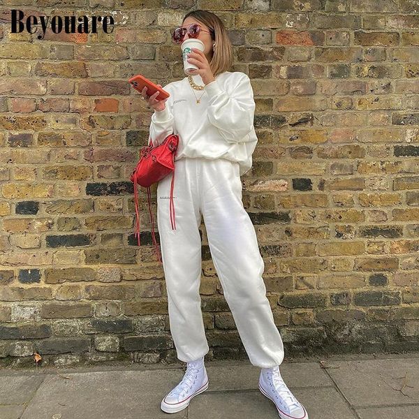 

beyouare women's sweatpant letter print cotton cargo pant autumn loose casual jogger baggy trousers 2020 streetwear solid pants1, Black;white