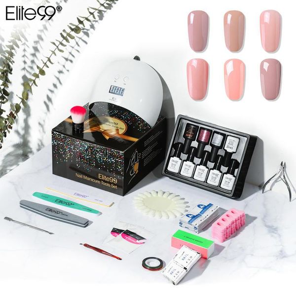 

elite99 10ml nude series gel polish nail kit gift box set with 24w nail lamp base coat manicure pedicure tools set