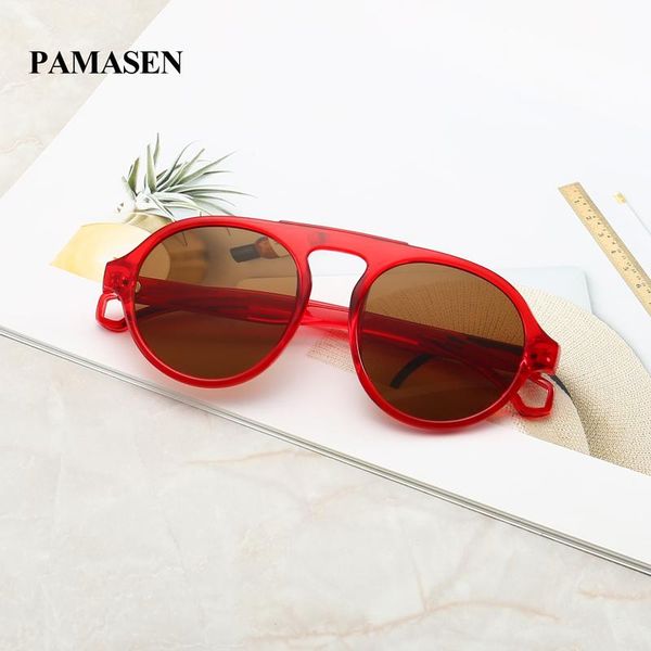 

sunglasses pamasen round frame fashion women brand designer uv400 european and america style 2021 sun glasses female eyewear, White;black