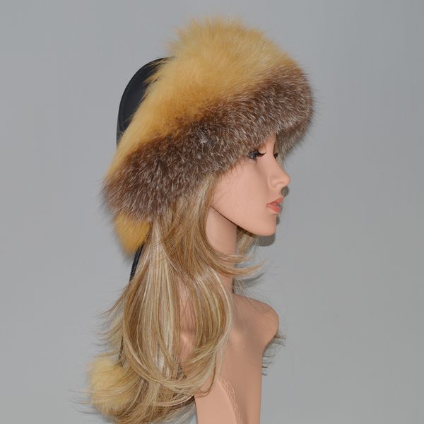

winter outdoor russian women real fox fur beanies hat fluffy warm thick genuine fox fur cap ladies natural fox fur earflap hats, Blue;gray