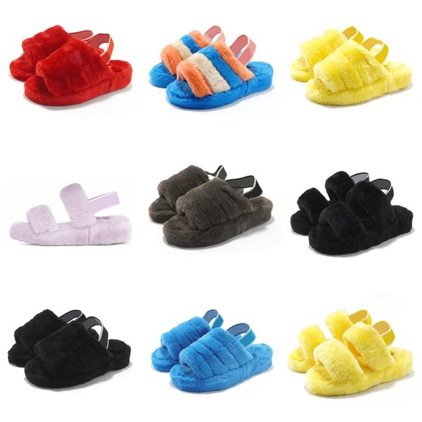 

summer new home cool furry slides women summer fur slipper home shoes woman fashion leather flip flop indoor shoes woman flats t2001#7381111, Black