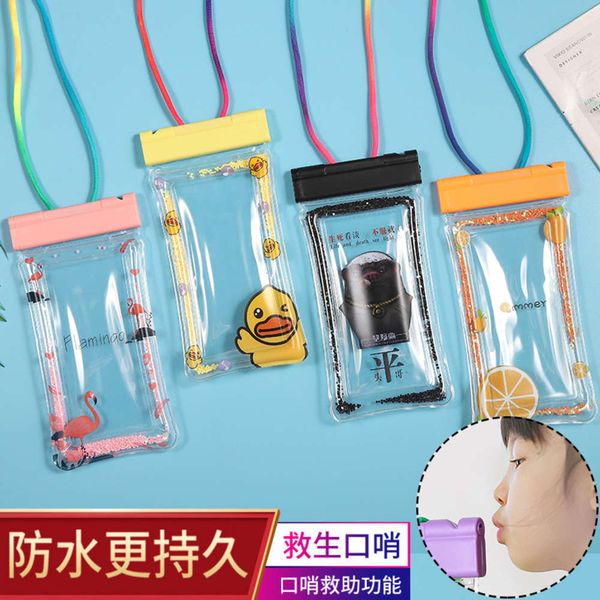 

touch waterproof new screen air quicksand cartoon fruit swimming bag diving floating life guard mobile phone cover