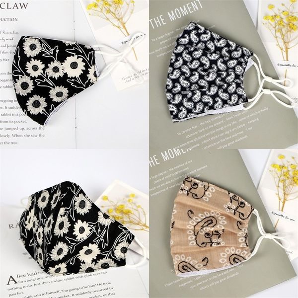

factory fashion mascherines cotton printing flower respirable respirator washable reusable custom face mask dust proof m