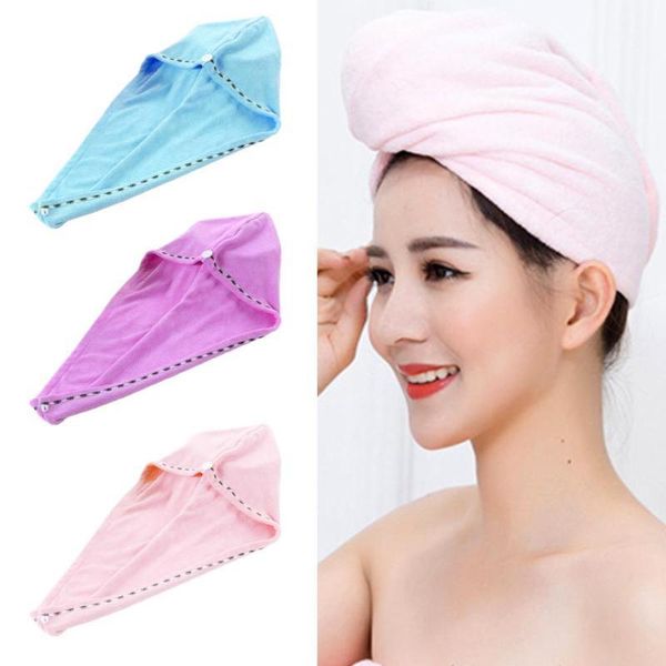

towel 3pcs women microfiber thickening water absorbent turban quick dry hair hat bathing shower cap 1